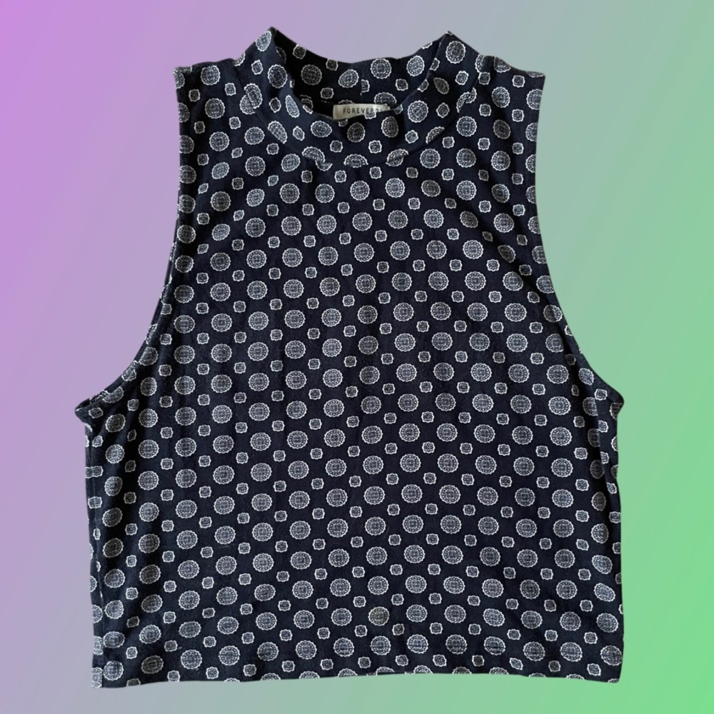 Cropped Sleeveless Mock Neck Top